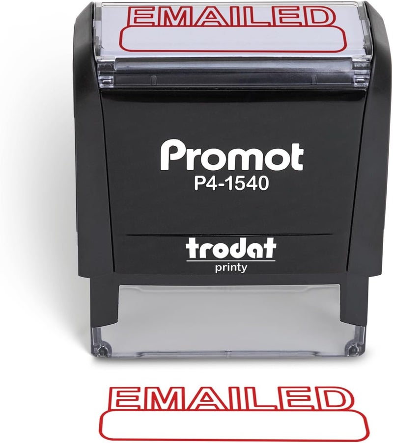 Promot Emailed Self Inking Rubber Stamp - Refillable Stampers for Office - Business, Accounting, Bookkeeping, Coding, Legal, Notary, Work, Ordering, Inventory Stamps - Red Ink - Image 1